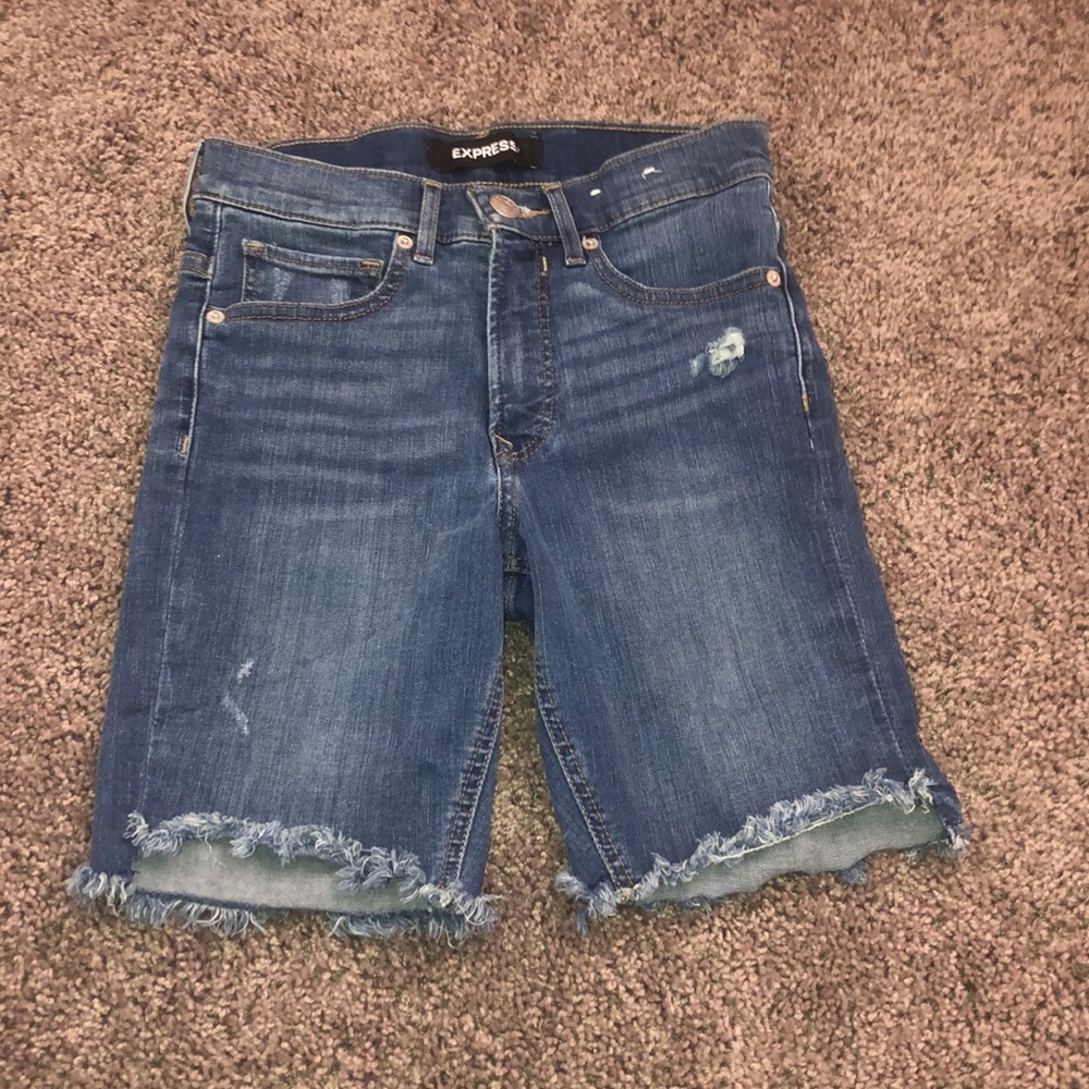 Express mid thigh high waist shorts